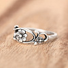 Hollow Out Oval with Flower Pattern Brass Finger Rings for Women FS-WG14675-03-3