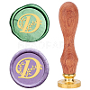 Brass Wax Seal Stamps with Rosewood Handle AJEW-WH0412-0118-1
