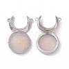 Natural Rose Quartz Connector Charms G-G983-02P-02-2