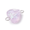 Transparent Resin Heart Links Connector Charms PALLOY-JF04449-02-5