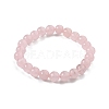 Natural Rose Quartz Bead Stretch Bracelets BJEW-K212-B-045-4
