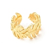 Brass Tropical Leaf Wrap Open Cuff Ring for Women RJEW-A015-08G-1