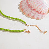 Summer Beach Porcelain Fish Shell Shape & Plastic Pearl Pendant Lime Glass Seed Beaded Necklaces for Women FS-WGBDA16-01-4