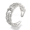 Rack Plating Heart Brass Micro Pave Cubic Zirconia Open Cuff Ring Settings X-KK-Z071-26P-1