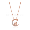 Chinese Zodiac Necklace Mouse Necklace 925 Sterling Silver Rose Gold Rat on the Moon Pendant Charm Necklace Zircon Moon and Star Necklace Cute Animal Jewelry Gifts for Women JN1090A-1