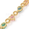 Colorful Cubic Zirconia Heart & Rectangle & Teardrop Link Chain Bracelet BJEW-B068-02-4