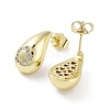 Teardrop Rack Plating Brass Cubic Zirconia Stud Earrings for Women EJEW-B047-02G-10-2
