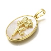 Brass Pave Shell Birth Flower Pendants FIND-I040-04I-2