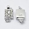 Rhodium Plated 925 Sterling Silver Box Clasps STER-F037-005P-4