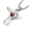 Cubic Zirconia Fairy with Heart Pendant Necklace with Box Chains NJEW-C004-01E-3
