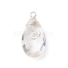 Wire Wrapped Transparent Glass Pendants PALLOY-JF01828-1