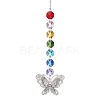 Glass Octagon Beaded Hanging Ornaments HJEW-JM01760-05-1