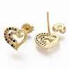 Brass Micro Pave Colorful Cubic Zirconia Stud Earrings EJEW-S208-031-2