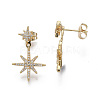 Brass Micro Pave Clear Cubic Zirconia Stud Earrings EJEW-T011-010-NF-4