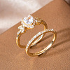 Alloy Micro Pave Cubic Zirconia Finger Rings Sets for Women FS-WGC007F-04-1