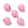 Valentine's Day Spray Painted & Printed Wood European Beads WOOD-L023-03H-1