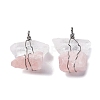 Natural Rose Quartz & Quartz Crystal Nuggets Big Pendants G-K338-43P-05-1