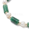 Natural Lapis Lazuli/Natural Apatite/Natural Hawk's Eye/Natural Emerald Column Beaded Bracelets for Women BJEW-JB13115-4