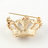 Crown Women's Light Gold Plated Alloy Rhinestone Brooches JEWB-R011-13-3
