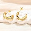 Brass Micro Pave Clear Cubic Zirconia Stud Earrings for Women EJEW-U056-05A-G-2