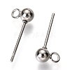 Non-Tarnish Original Color 304 Stainless Steel Ball Post Stud Earring Findings STAS-C018-23P-02-2