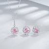 Flower 925 Sterling Silver with Cubic Zirconia Pendant Necklace & Stud Earring FS-WG92113-11-1