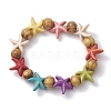 Beach Starfish Dyed Synthetic Turquoise Stretch Bracelets BJEW-JB10295-02-2