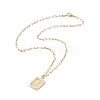 Brass Rectangle with Initial Letter Pendant Necklace with Paperclip Chains for Men Women NJEW-JN04007-4