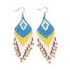 Glass Seed Braided Rhombus with Tassel Chandelier Earrings EJEW-H084-03P-1