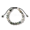 8mm Round Natural Tree Agate Braided Bead Bracelets BJEW-C067-01B-01-2