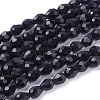 Black Faceted Glass Teardrop Beads Strands X-GLAA-E010-5x7mm-17-1
