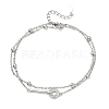 Brass Micro Pave Clear Cubic Zirconia Key Link 2-Strand Bracelets KK-CBA6980-20P-4