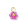 8Pcs 8 Color Flower Glass Seed Beaded Charms PALLOY-JF02004-01-2