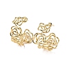 Brass Wire Wrapped Flower Stud Earrings for Women EJEW-P214-09G-1