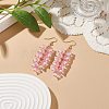 5 Pairs 5 Color Trumpet Flower Glass & Imitation Pearl Beaded Dangle Earrings EJEW-JE05100-5