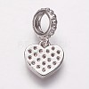 Brass Cubic Zirconia European Dangle Charms KK-P134-02-3