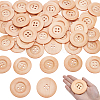 44Pcs Wood Buttons BUTT-PH0001-42B-1