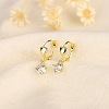 Heart Brass Clear Cubic Zirconia Hoop Earrings FS-WG767CD-01-1
