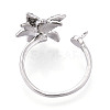 Flower Brass Micro Pave Clear Cubic Zirconia Cuff Ring Settings KK-T076-68P-3