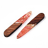Transparent Resin & Walnut Wood Pendants X-RESI-N039-69E-2