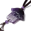 Hamsa Hand/Hand of Miriam Natural Amethyst Pendant Decorations HJEW-R127-02J-5