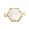 Brass Pave Natural White Shell Connector Charms KK-S522-03F-G-1