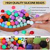 80Pcs 4 Style Round Silicone Focal Beads SIL-SZ0001-22J-3