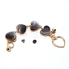 Alloy Plush Cloth Fabric Heart Link Chain for DIY Keychains AJEW-WH0188-88B-1