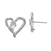 Clear Cubic Zirconia Heart Stud Earrings EJEW-N012-51P-B-3