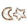 2Pcs Moon & Star Alloy with Natural Tiger Eye Hollow Hair Barrettes PHAR-JH00105-04-1