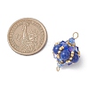 Dyed Natural Yellow Jade Round and Glass Seed Beaded Lantern Links Connector Charms PALLOY-MZ01176-04-2