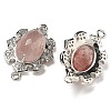 Natural Strawberry Quartz Faceted Oval Connector Charms G-G181-06P-05-2