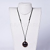 Glass & Wood Pendant Necklaces NJEW-JN02338-M-6