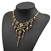 Halloween Themed Pirate Skull Alloy Bib Necklace for Women HAWE-PW0001-215AG-3